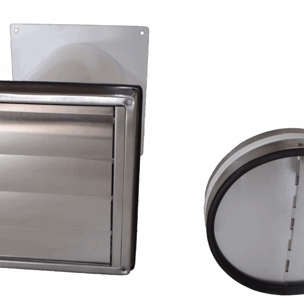 Mauerkasten für Dunstabzug mit Rückstauklappe im Teleskoprohr