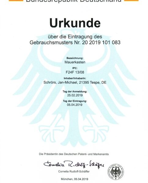 Mauerkasten mit 2 Grad Gefälle