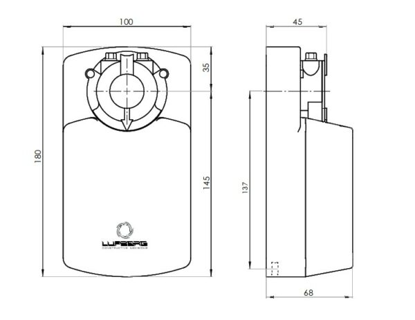 Absperrklappe DTBU 80-200 mit Lufberg DA08F220(S) für 230V Schnellläufer 8 Sekunden