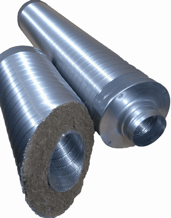 Rohrschalldämpfer, Telefonieschalldämpfer, 50mm, 100mm Packungsstärke, 1000mm lang, Mineralfaserfrei