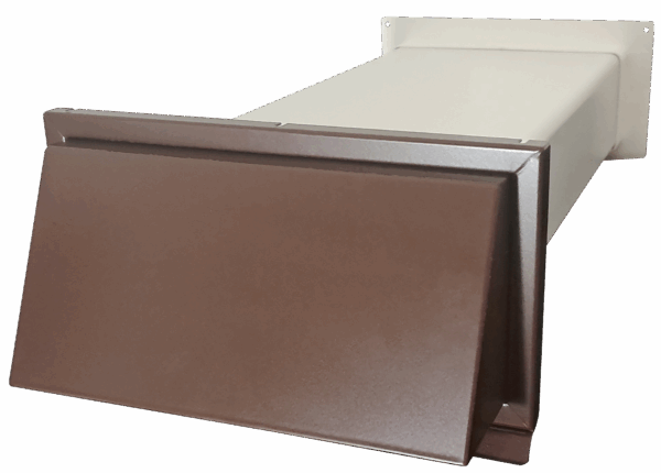 Flachkanal Set 220x90 mit Edelstahl Wetterschutzgitter S6-K-WSGEHi, runter zur Haube mit Aluflex